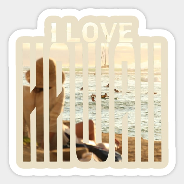 I Love Hawaii Sticker by AndrewKennethArt